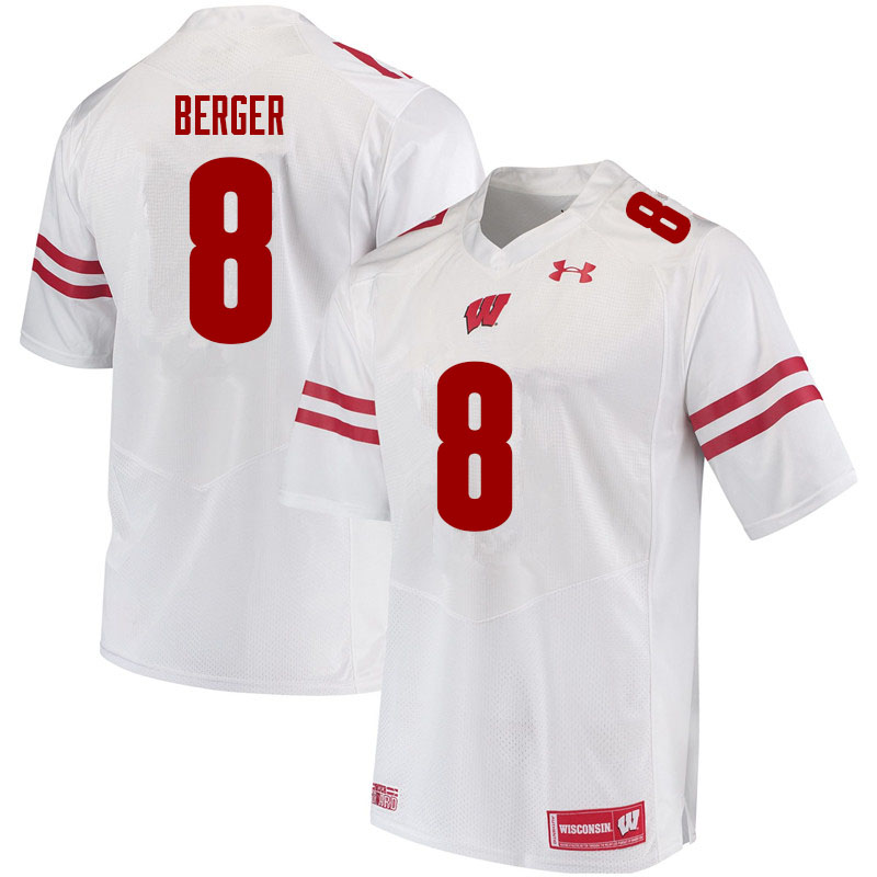 Men #8 Jalen Berger Wisconsin Badgers College Football Jerseys Sale-White